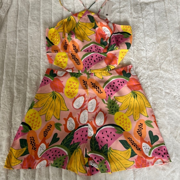 🌿|NWT| Anthropologie x Hutch Mixed Fruit Halter Romper - Picture 6 of 12